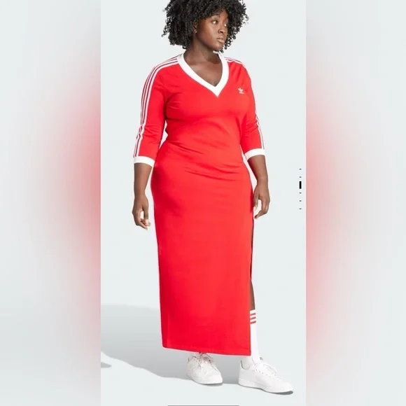 Adidas Red Maxi Dress with White Trim - Picture 2 of 6